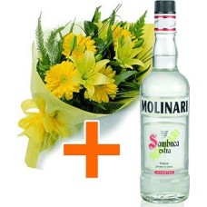 Bottle of Sambuca + Flowers (Curated)